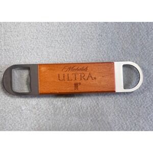Michelob Ultra Wood Handle Bottle Opener Stainless Steel Bar Blade Tool 7 Inch